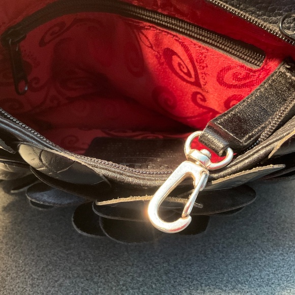 Brighton BLACK Flower Leather Camilla Shoulder Bag - Picture 5 of 12